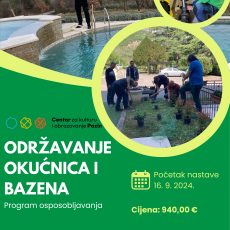 Novi ciklus programa osposobljavanja za održavanje okućnica i bazena Novi ciklus programa osposobljavanja za održavanje okućnica i bazena