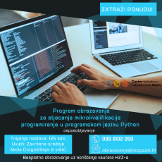 Programiranje u programskom jeziku Python – upisi u tijeku! Programiranje u programskom jeziku Python – upisi u tijeku!