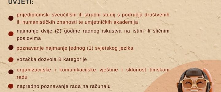 Oglas za radno mjesto – voditelj kulturnih djelatnosti